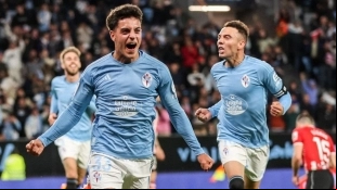 Los jugadores del Celta de Vigo un gol